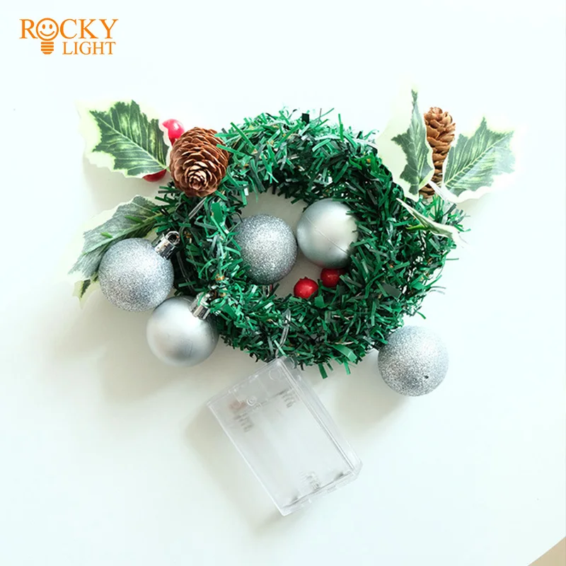 Silver ball red pine needle leaf copper wire lamp LED lamp string Christmas lamp