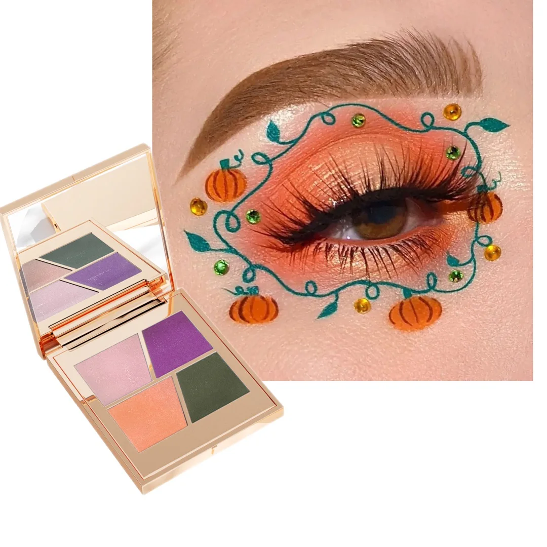 Отптовая торговоля высокий пигмент 4 вида цветов теней для век, палитра теней для век поддонов метка частного назначения