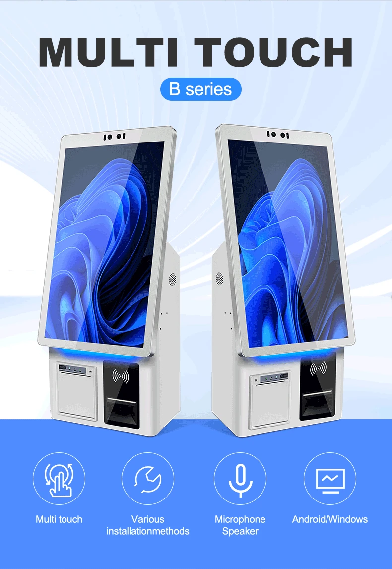 Crtly qr code scanner payment terminal self check in kiosk credit card payment machine information kiosk touch screen
