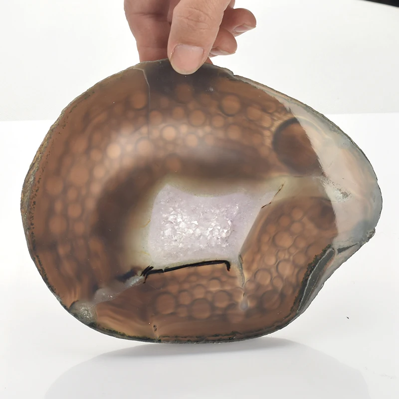 Natural Mineral Semi Precious Stone Hand Carved Realistic Agate Amethyst Geode Crystal Embryo sculpture