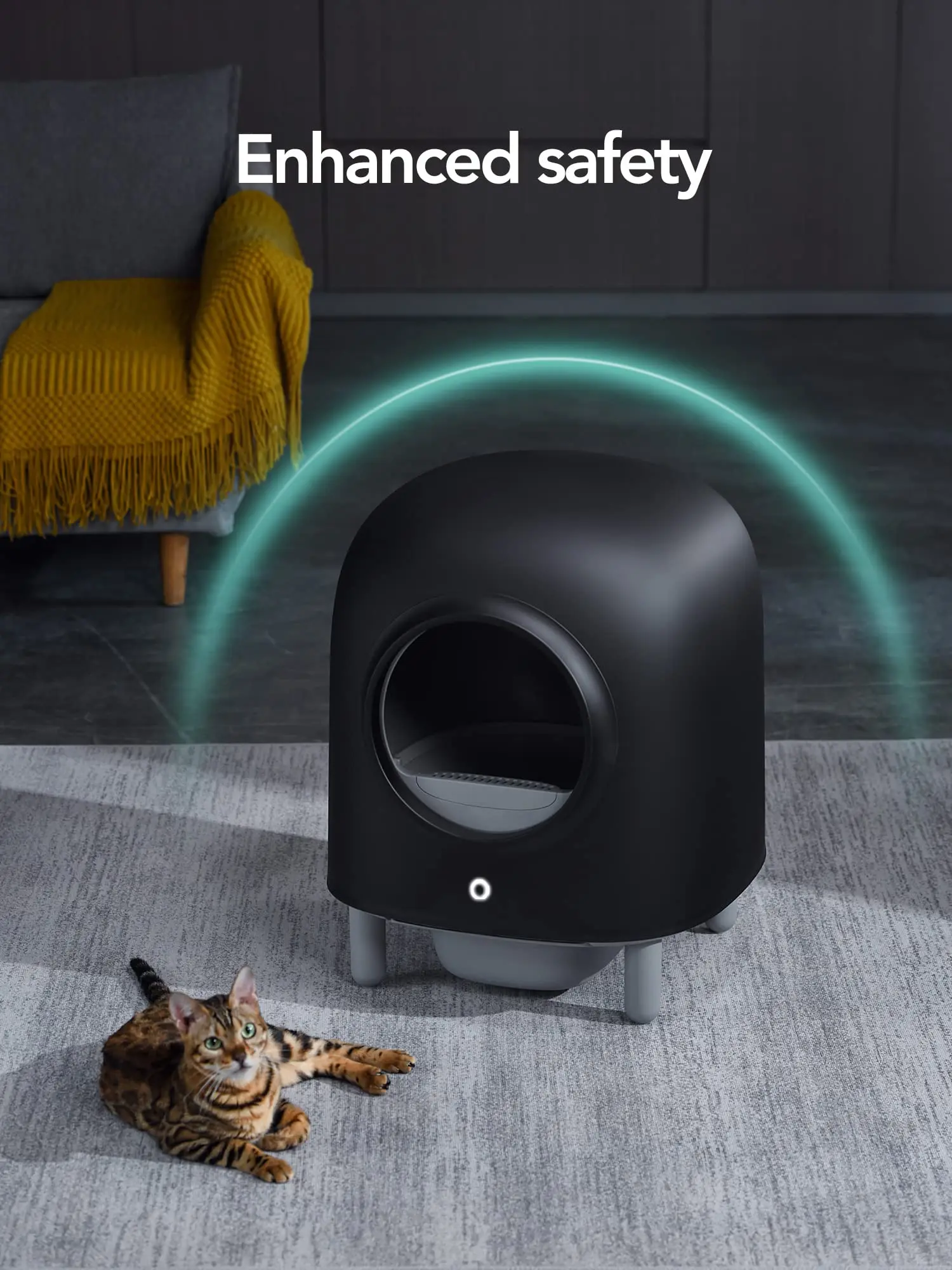 Wholesale Electric Smart Home Petree Pet Self Cleaning Automatic Self Clean Black Cat Litter Box Toilet For Small Cats