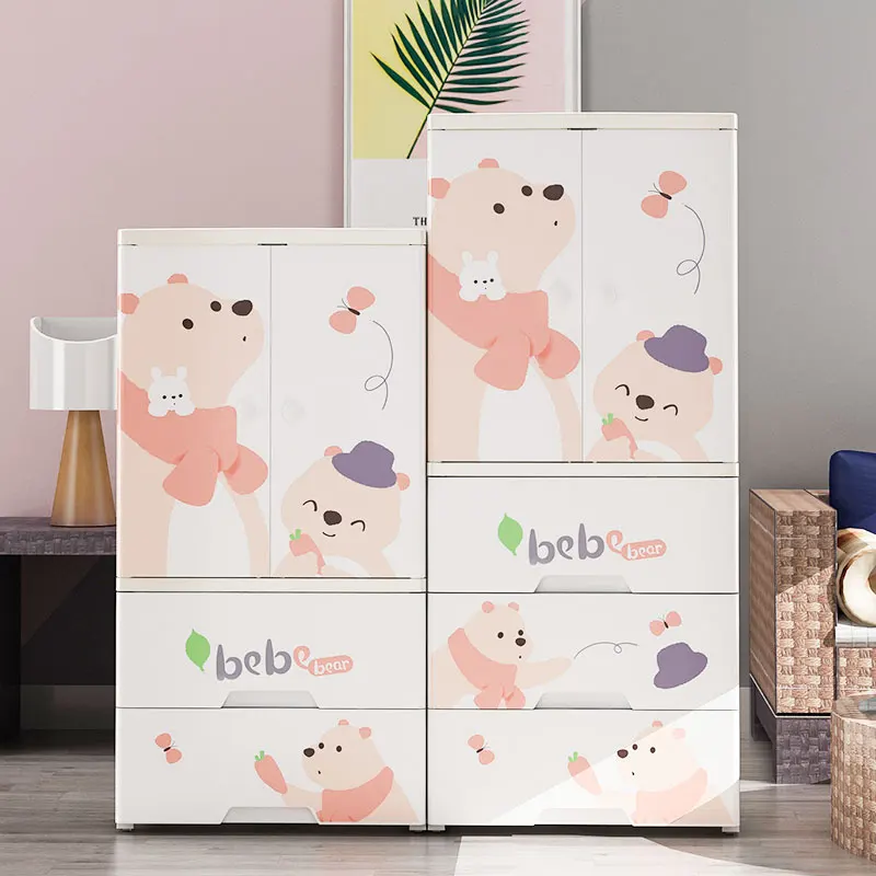 
Double opened door big drawer plastic cupboard organizer clothing cupboard 