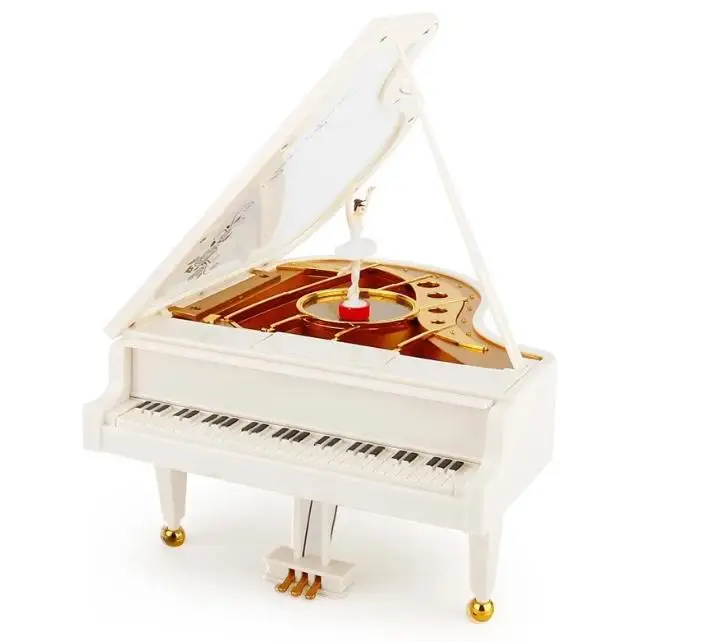 New Romantic Classic Piano Model Music Box Dancing Ballerina Hand Crank Musical Boxes