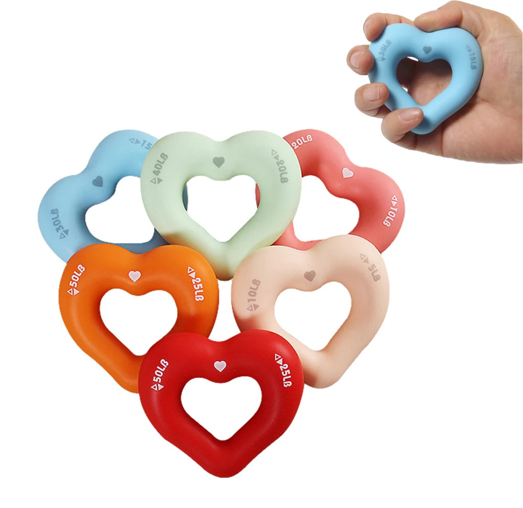 Heart Shape TPR Fingers Silicone Grip Therapy Exercise Grip Hand Massage Ball ODM Soft TPR Heart-shaped Wrist Training Grip
