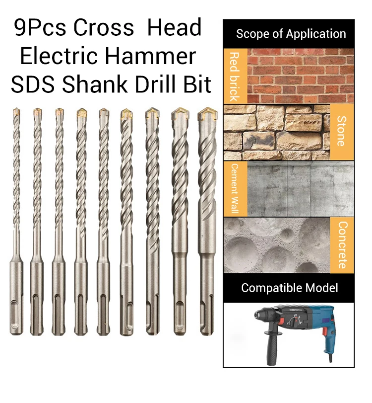 Hammer Drill Carbide Tips Concrete Masonry Drill Bit for Concrete Brick Wall Tile Porcelain Ceramic