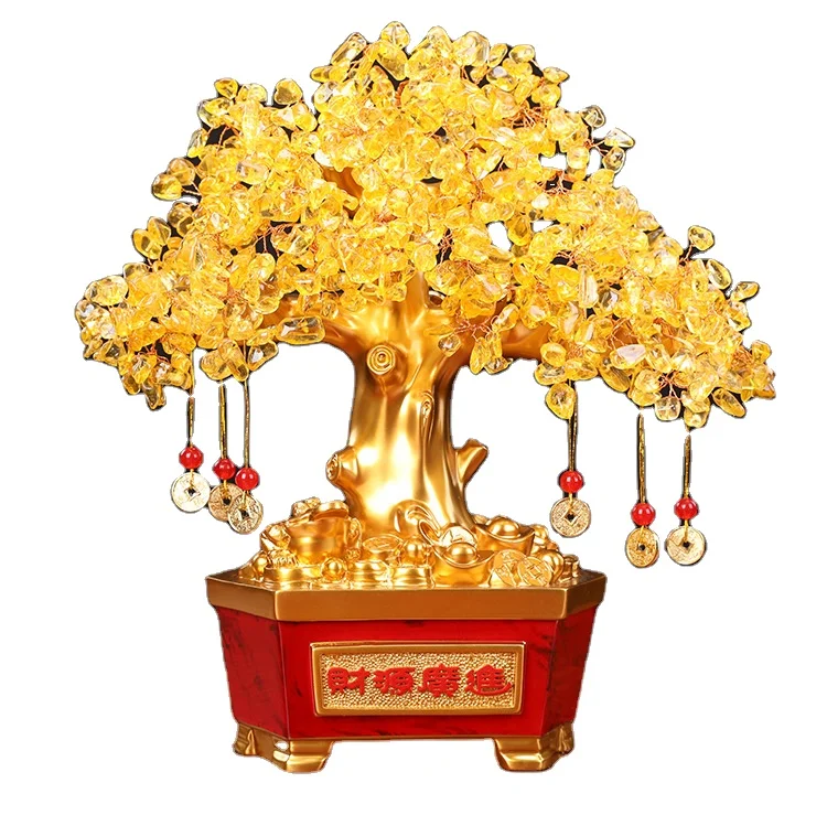 Office shop wine cabinet opening gift citrine fortune tree lucky