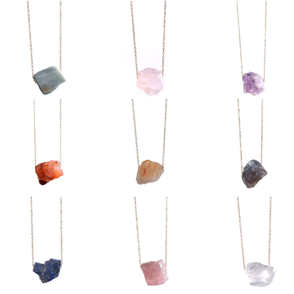 Gold Plated Raw Irregular Geode Purple Natural White Stone Amethyst Aura Crystal Raw Quartz Pendant Necklace For Girl Women