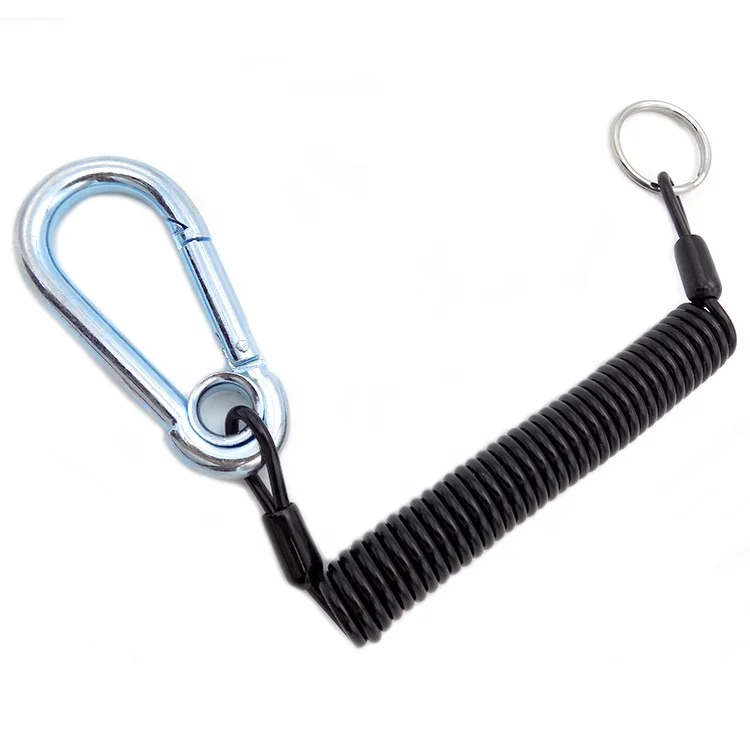 Safety Lanyard for Tools Retractable PU Coiled Spring Wire Rope With Alloy
