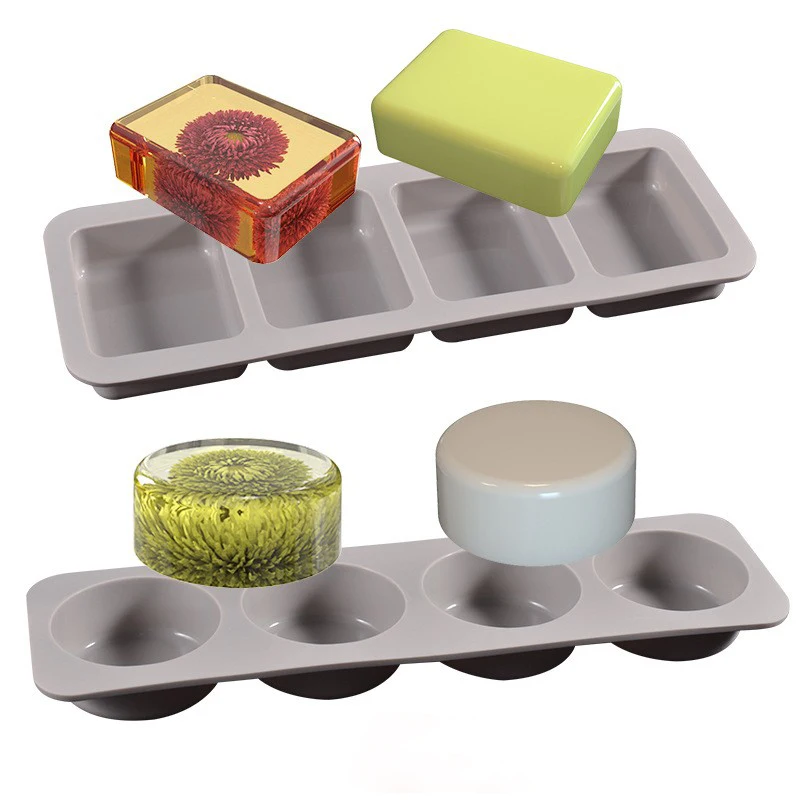Premium  Silicone Soap Moulds-Versatile Durable Designs for DIY Soap Making 4 Cavities Rectangle Soap container for Making Home