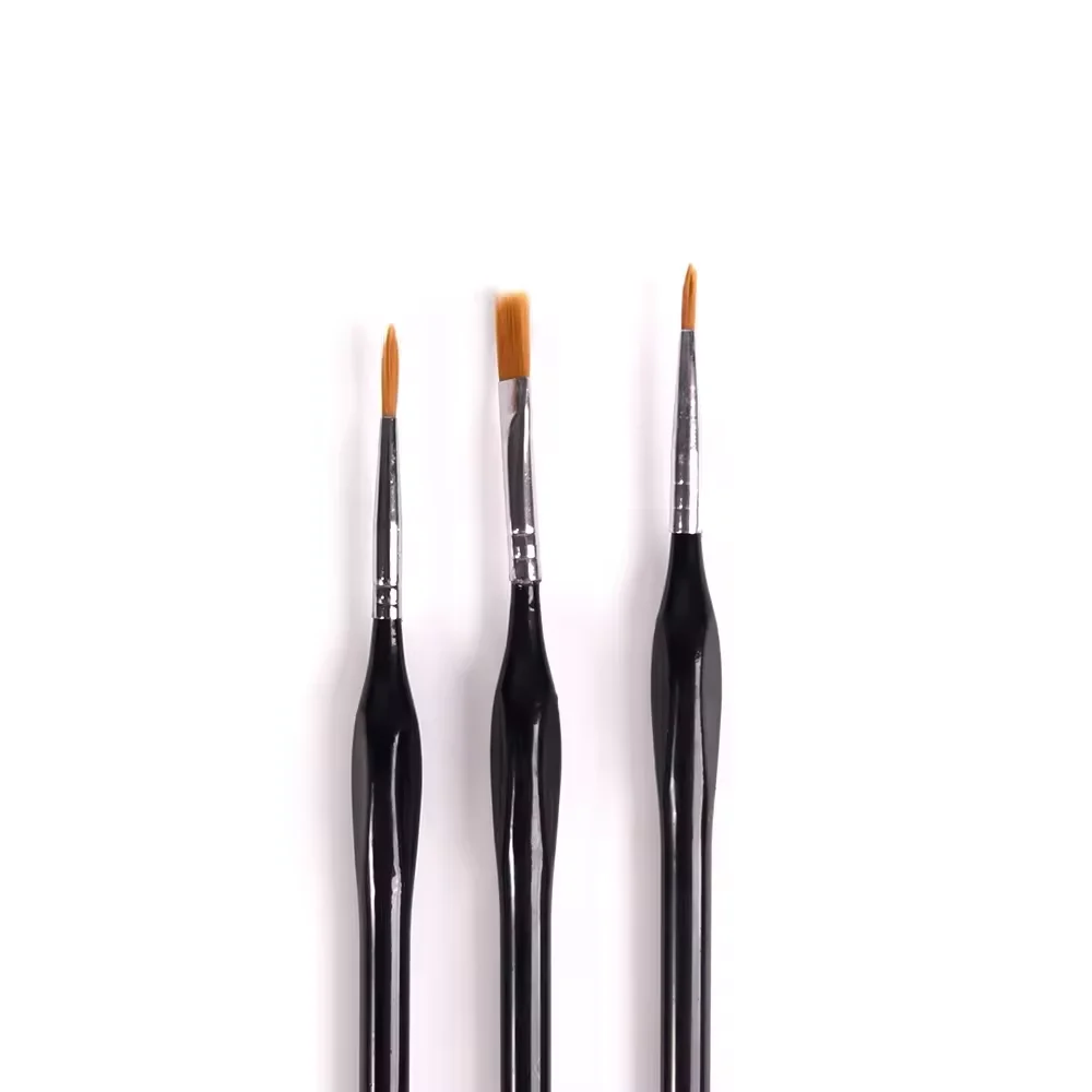 Painting Brushes Kit 3 Pieces Fine Detail round Pointed Paint Brush Acrylic Oil Handpainted Style