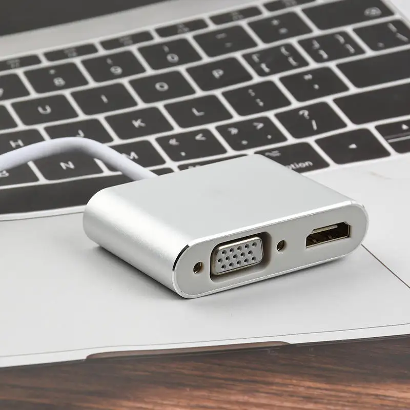 China manufacturer USB Type C to HDMI VGA 3.5mm Audio Hub 3 in 1 Multiport Adapter for mac book