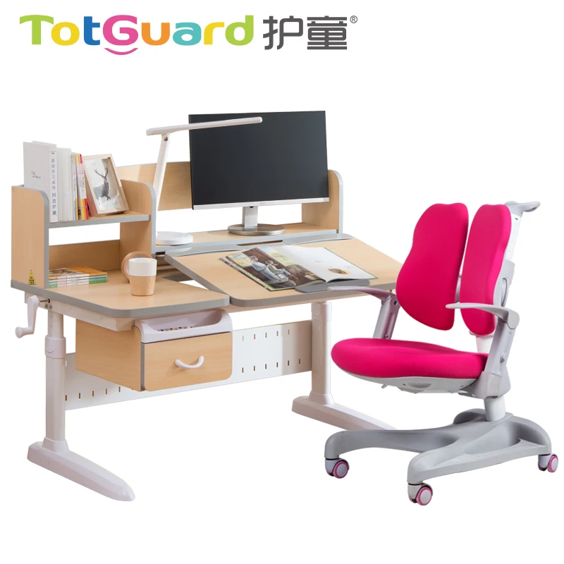 
new design 95cm wood ergonomic study table chair for children 