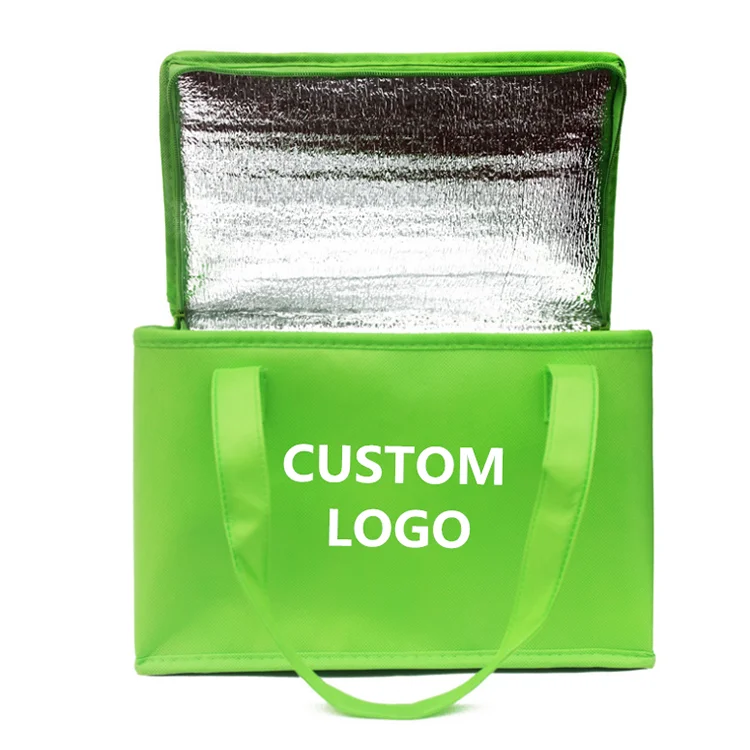 custom printed logo food delivery extra large insulated thermal non woven cooler bag