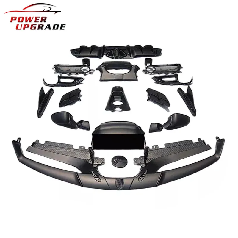 For Ferrari 488 Upgrade Capristo Style Carbon Fiber Front Lip Rear Bumper Spoiler Side Skirt Mirror Housing Full Set Body Kit