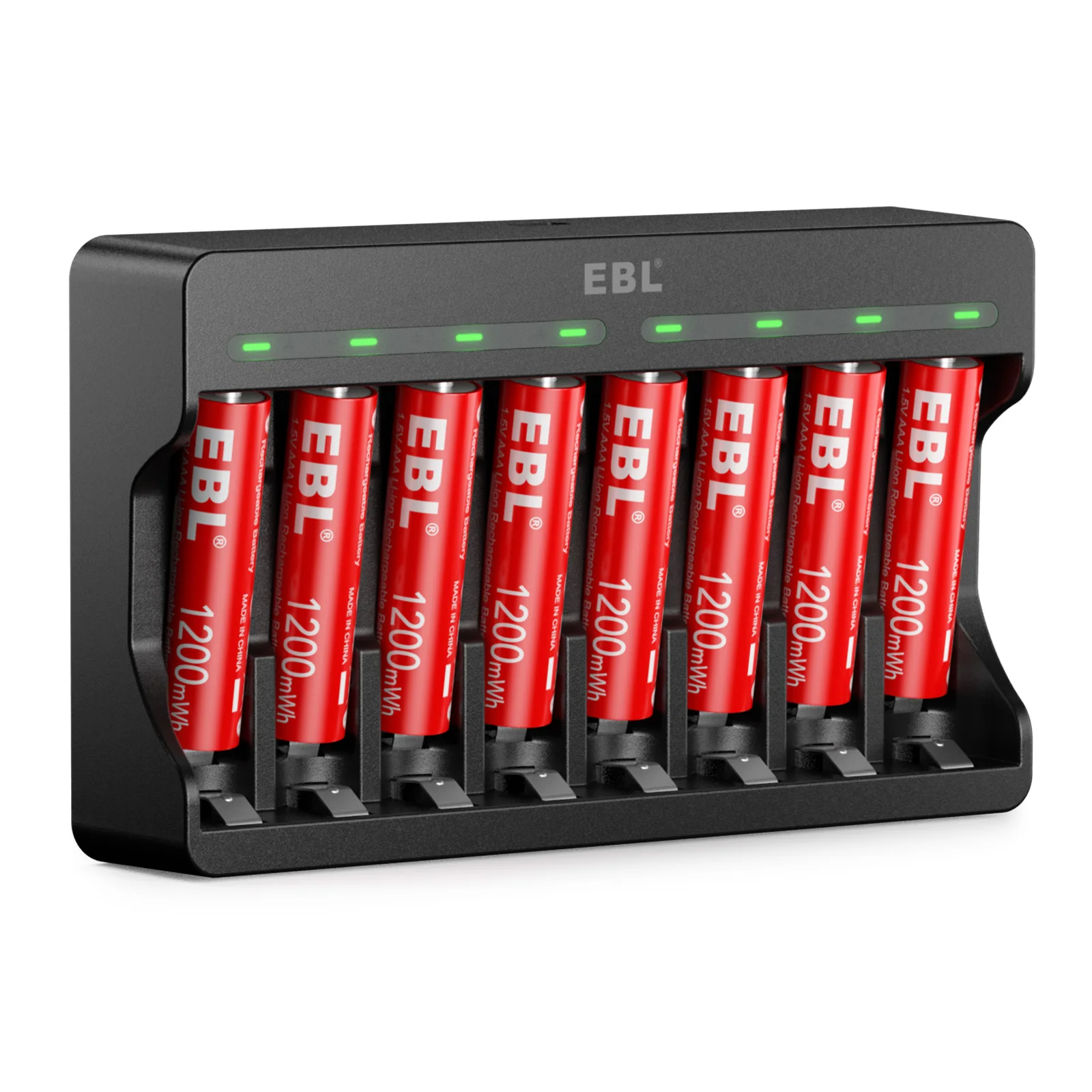 EBL 8 Pack Lithium 800mAh AAA Batteries 1200mWh 8 Bay Smart Rechargeable Battery Charger Kit For AA AAA Lithium Battery