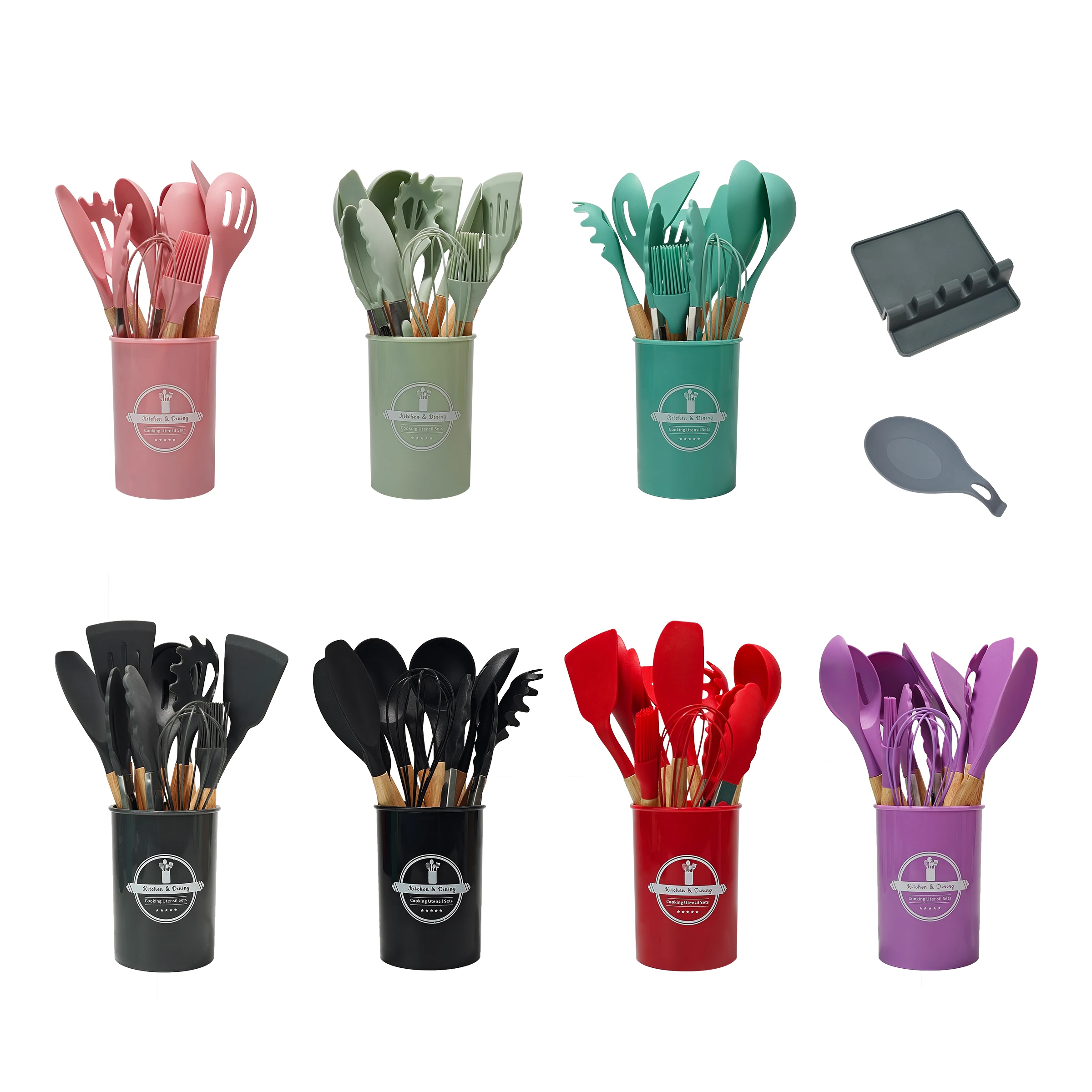 Direct wholesale kitchen tools silicone kitchen accessories cooking tool set customized LOGO minimum order 3000