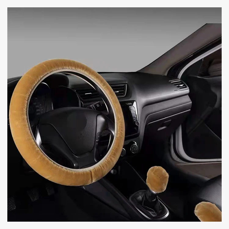 Fur steering wheel cover exquisite hand-stitched steering wheel cover value beautiful car steering wheel cover