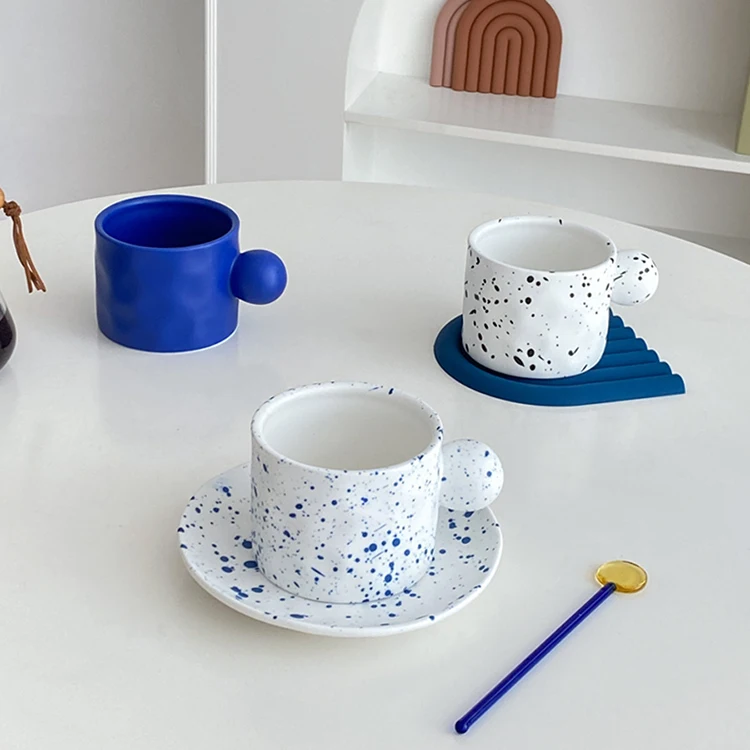 Cutelife Nordic Blue Splash Ink маленькие керамические чашки блюдце кухонные чашки для чая воды фарфоровые кружки набор многоразовых чашек для кофе эспрессо