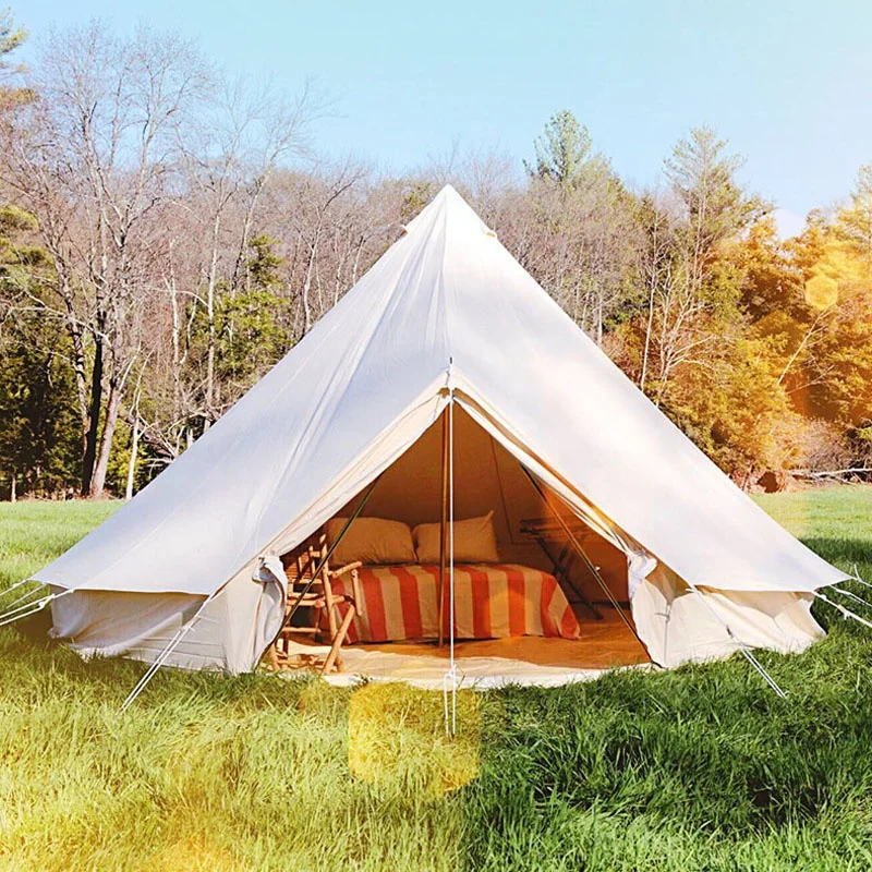 Family Camping Glamping Cotton Canvas Yurt Large Tent Luxury Outdoor Bell Tent All Weather
