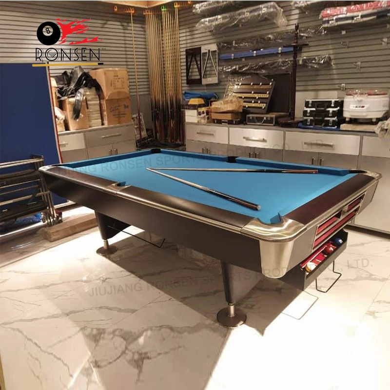 Philippines Top1 Sale Black&White Professional Pool Billiard Table with LED Light
