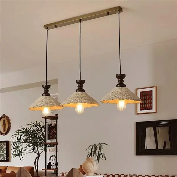 Светодиодный подвесной светильник E27 прикроватная люстра из цельного дерева с микротементом в древнем стиле для спальни столовой бара