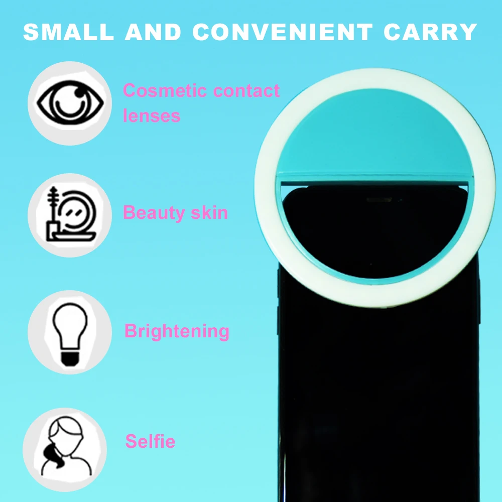 Portable Mini Pink Makeup Selfie LED Ring Flash Light Video Live Photography Fill Light Mobile Phone LED Selfie Ring Light