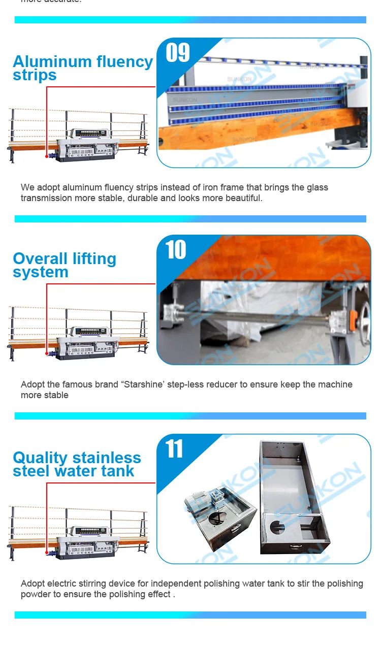 CGZ10325P-45 Glass Straight-line Flat And 45 Bevel Degree Bevel Edger Edging Polishing Grinding