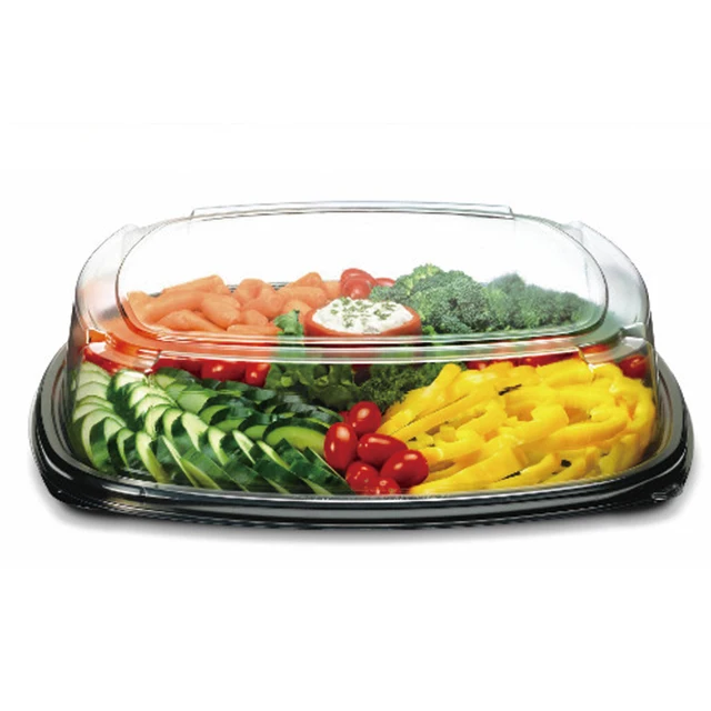 Plastic Sandwich Platter With Lid Buffet Trays With Lids Large Catering Disposable Cheese Food Platter Tray