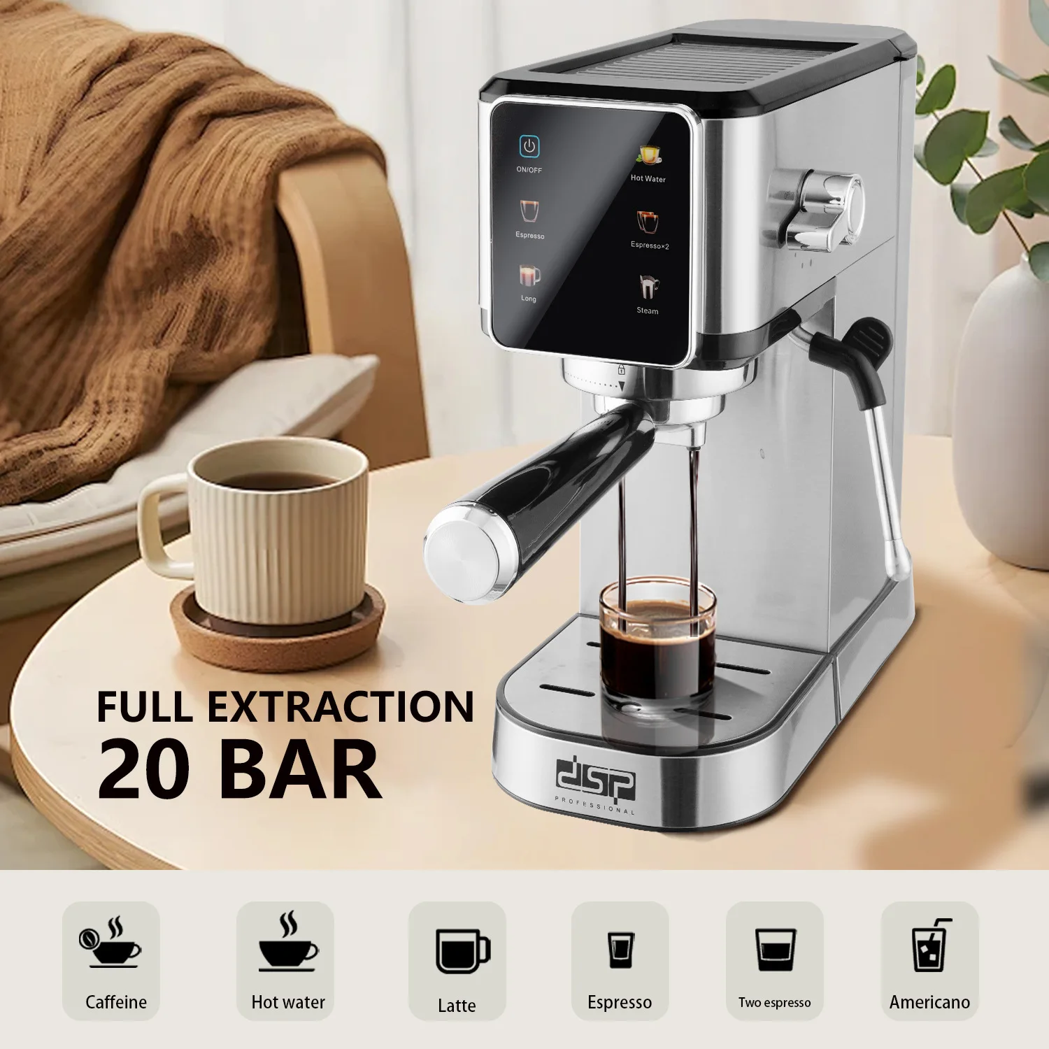 Coffee machine Household small full semi-automatic all-in-one machine high pressure extraction espresso steam coffee