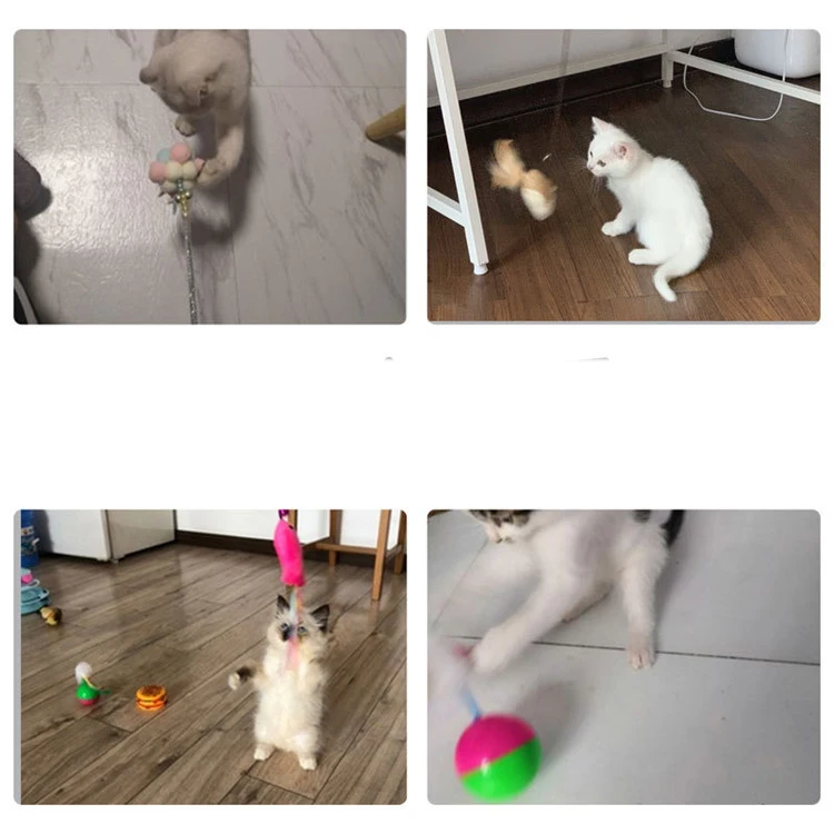Милая игрушка для кошек палочка плюшевая мышь забавная с перьями