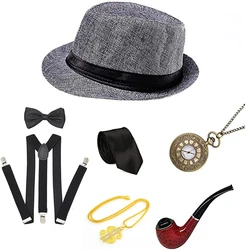 1920S Mens Great Gatsby Accessories Set Roaring 20s 30s Retro Gangster Costume