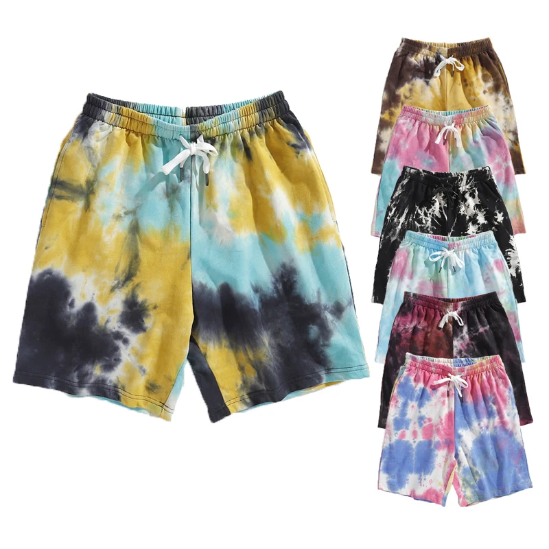 
Wholesale 2020 New fashion Custom Mens 100% Cotton Tie Dye Sweat Shorts 