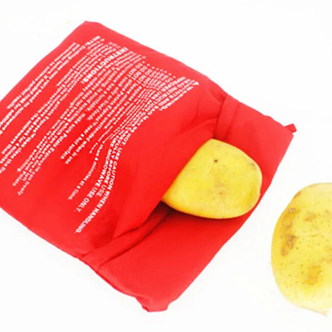 
Dropshipping Kitchen Red Cooking Tool 4 Minutes Fast Reusable Washable Baked Cooker Pouch Microwave Potato Bag 