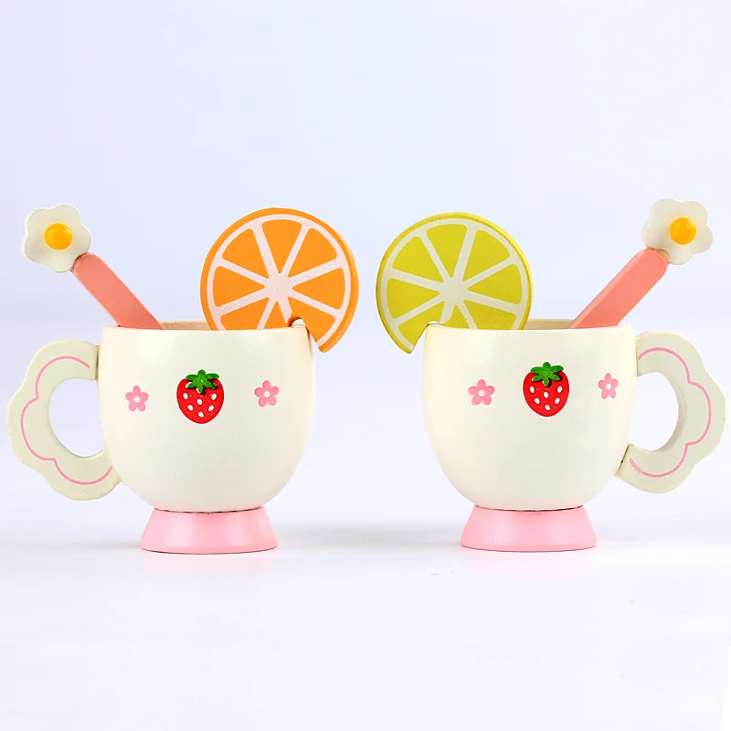 Factory Direct Pretend Play Toy White Wooden High Tea Afternoon Tea Set For Kids