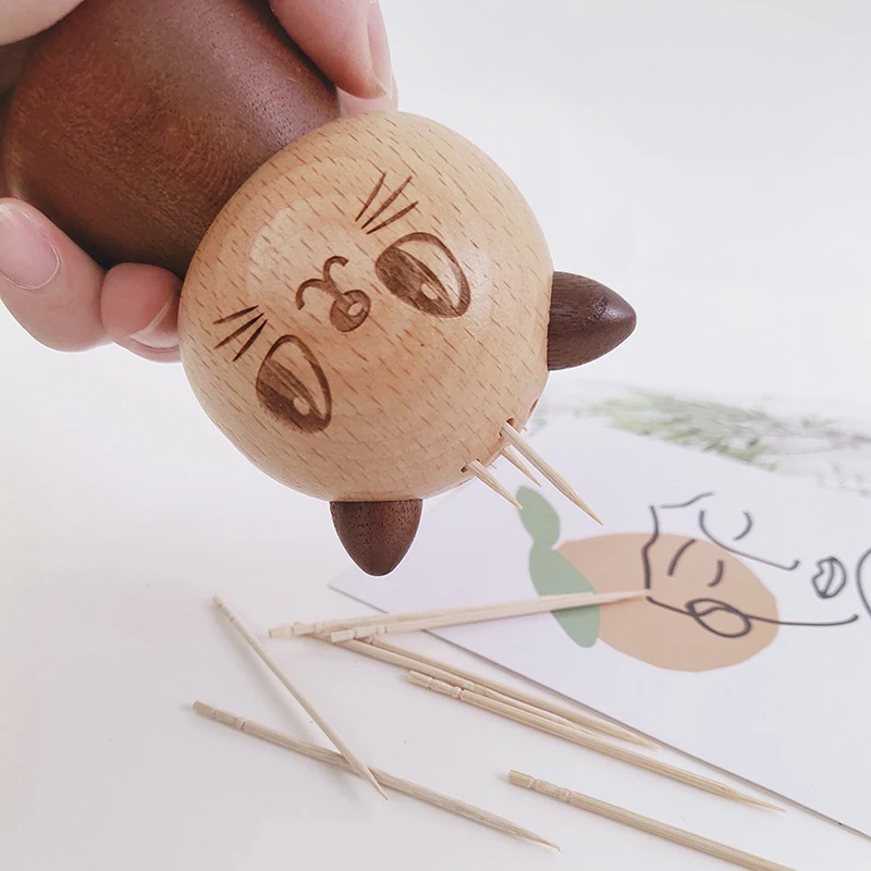 Nordic Wooden toothpick holder creative cute decoration ornaments Pure handmade solid wood toothpick box