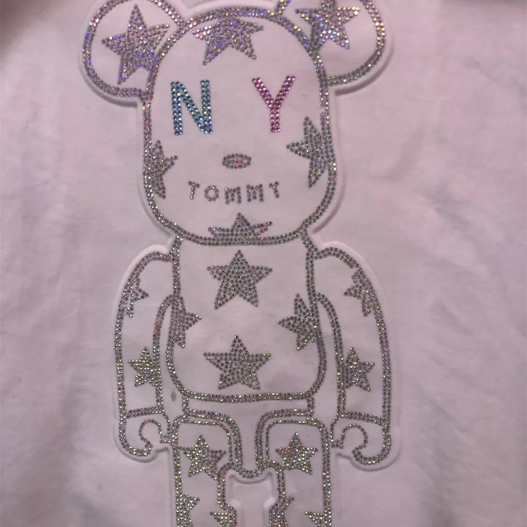 Индивидуальные 3D тисненые Горячие Стразы печатные светоотражающие мужские и женские толстовки футболки