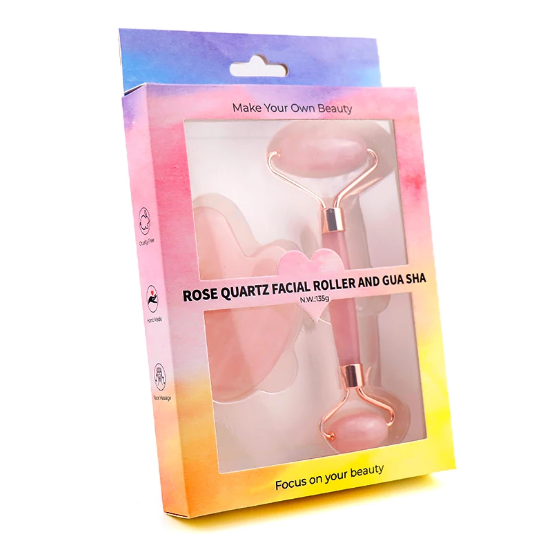 100% Natural Stone Anti Aging Facial Massage Gua Sha and Jade Roller for Gift Set