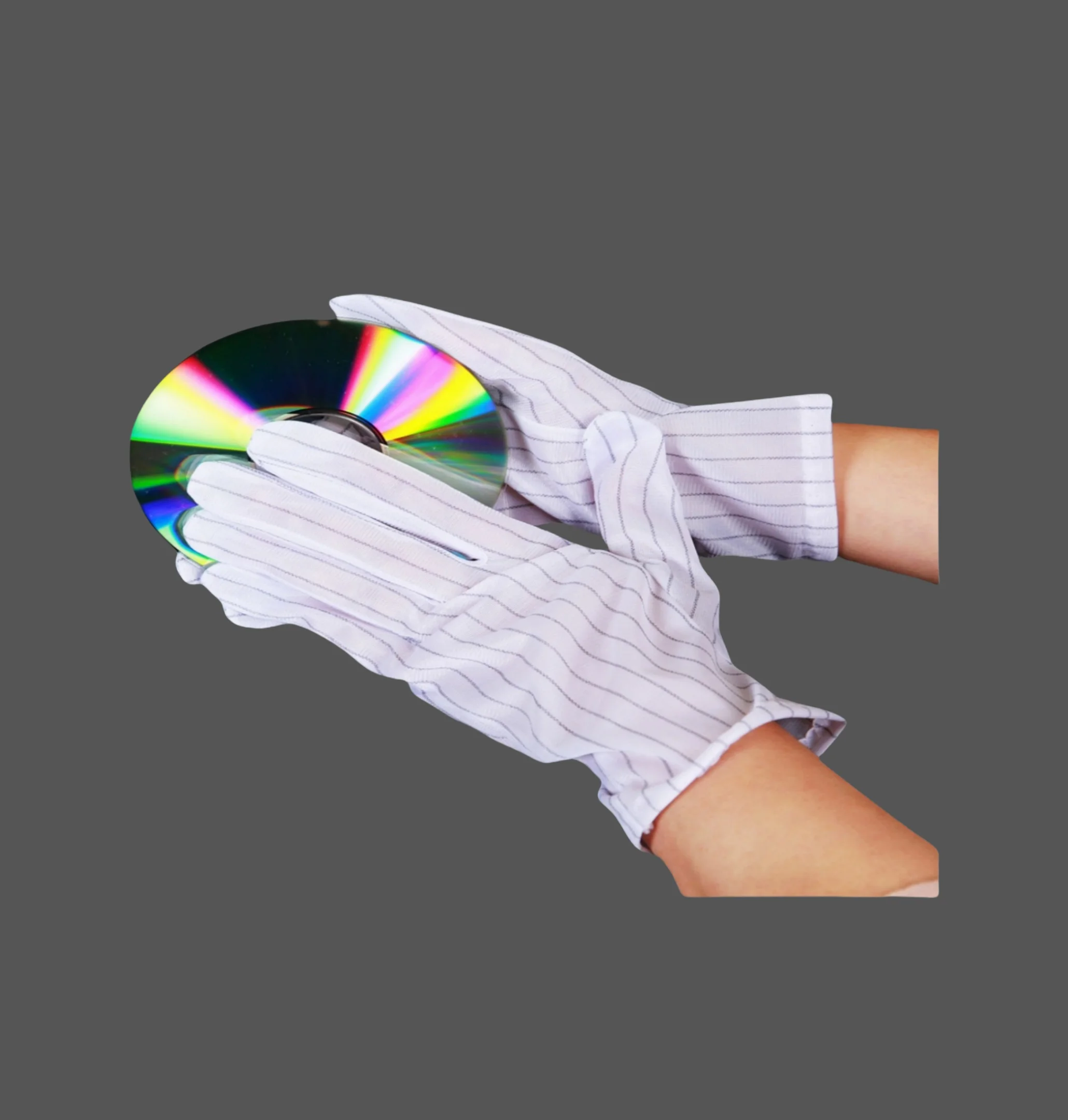 Reusable Stripe Polyester Conductive Carbon Wire Antistatic ESD Dust Free Fabric Cleanroom Gloves