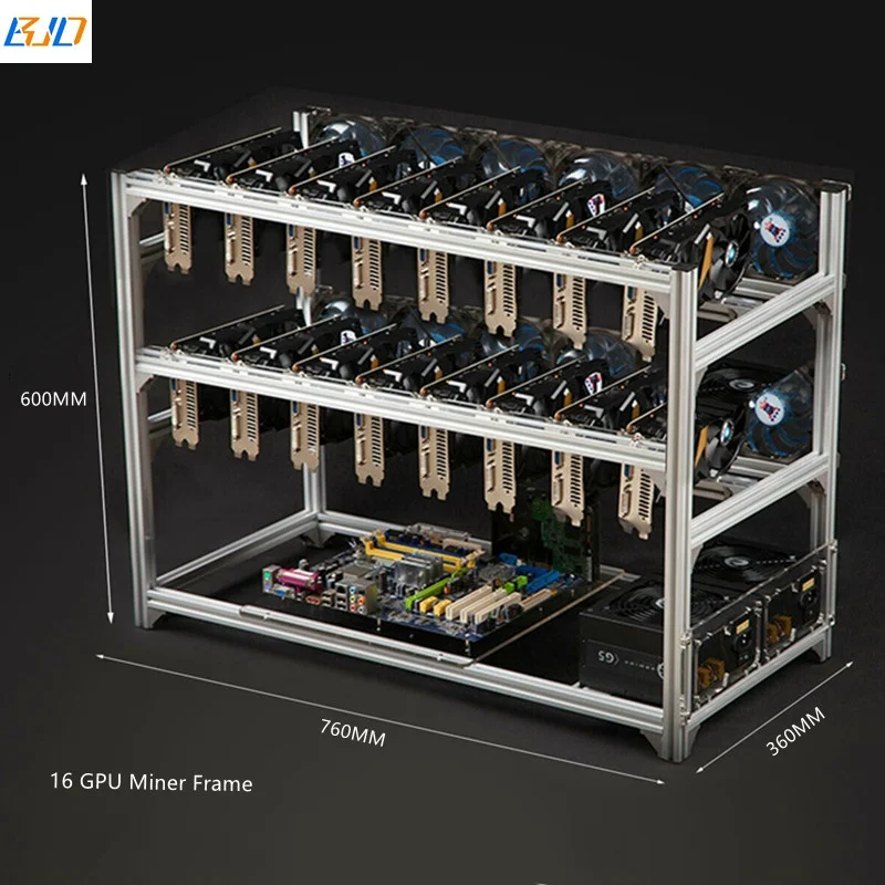 
19 16 14 12 6 8 GPU Open Air Graphics Card Mining Frame Rig Rack Aluminum Stackable in stock 