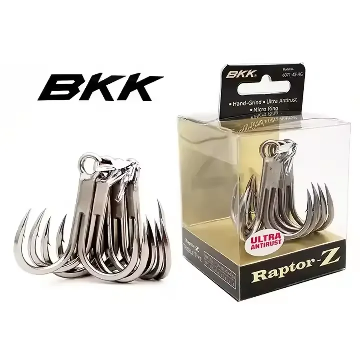 New Bkk 6071 4x Hg Raptor Z Ultra Anti-rust Strong Bkk Treble Hooks Round Bend Needle Point Forged Saltwater Treble Fishhook