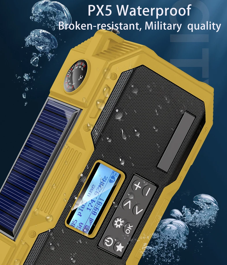 Multi Emergency Noaa Wb Radio Speakers Outdoor Waterproof Speaker With Powerful Flash Light