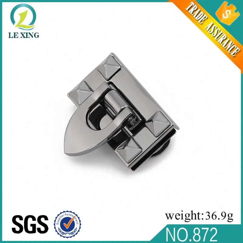 Wholesale bag hardware custom metal handbag lock high quality for bag clip lock metal plates for handbags