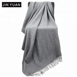 solid color winter 100% cashmere blanket custom woven luxury cashmere blanket throw with tassel