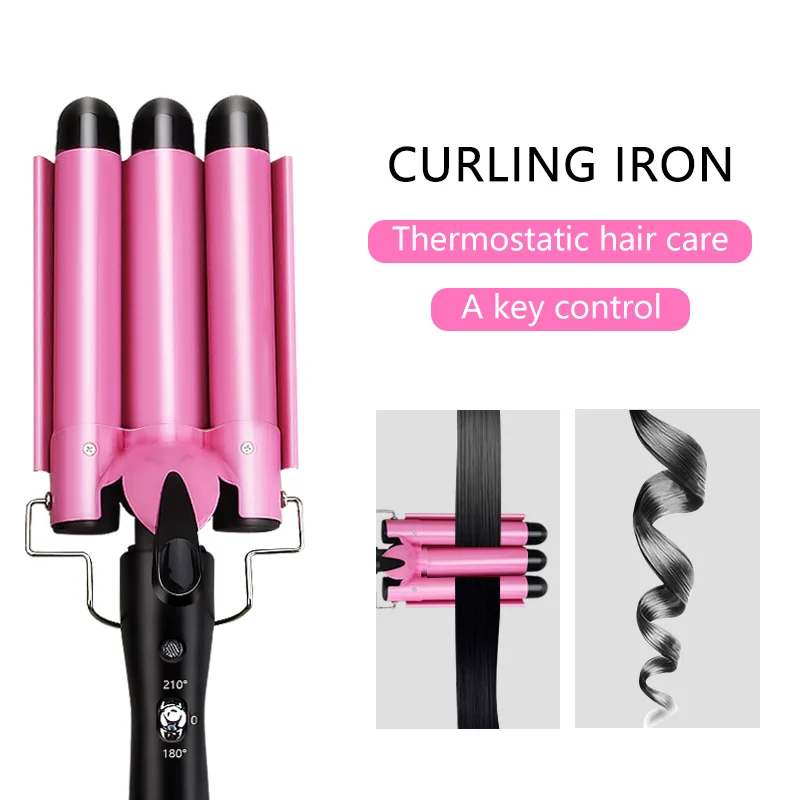 Heatproof Design Triple Barrel Ceramic Wireless Automatic Magic Portable Curling Iron Cordless Hair Curler