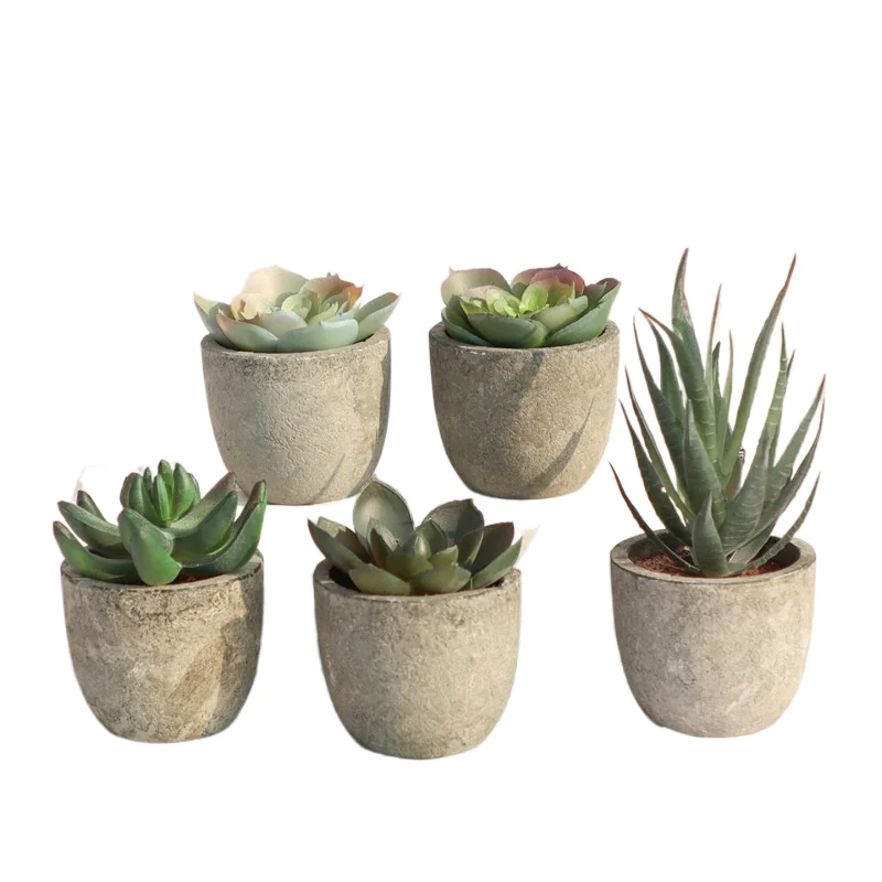 Artificial Plants Home Decor Indoor Shelf Office Women Desk Decorations Set of 5 succulents plants artificial bonsai pot ceram