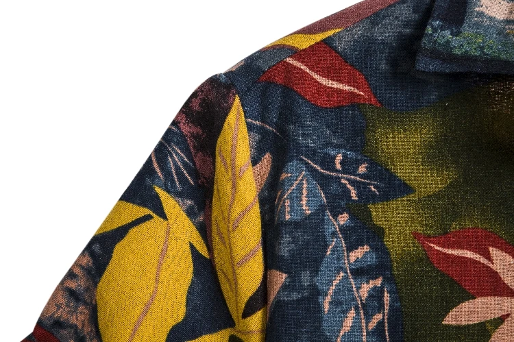 
China Factory Wholesale Eco-Friendly Flower Leaf Mens Hawaiian Beach Wear Floral Shirts For Men 