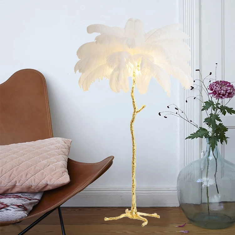 Home Decoration Modern Tree Standard Lights Feather Floor Lamp For Hotel For Living Room