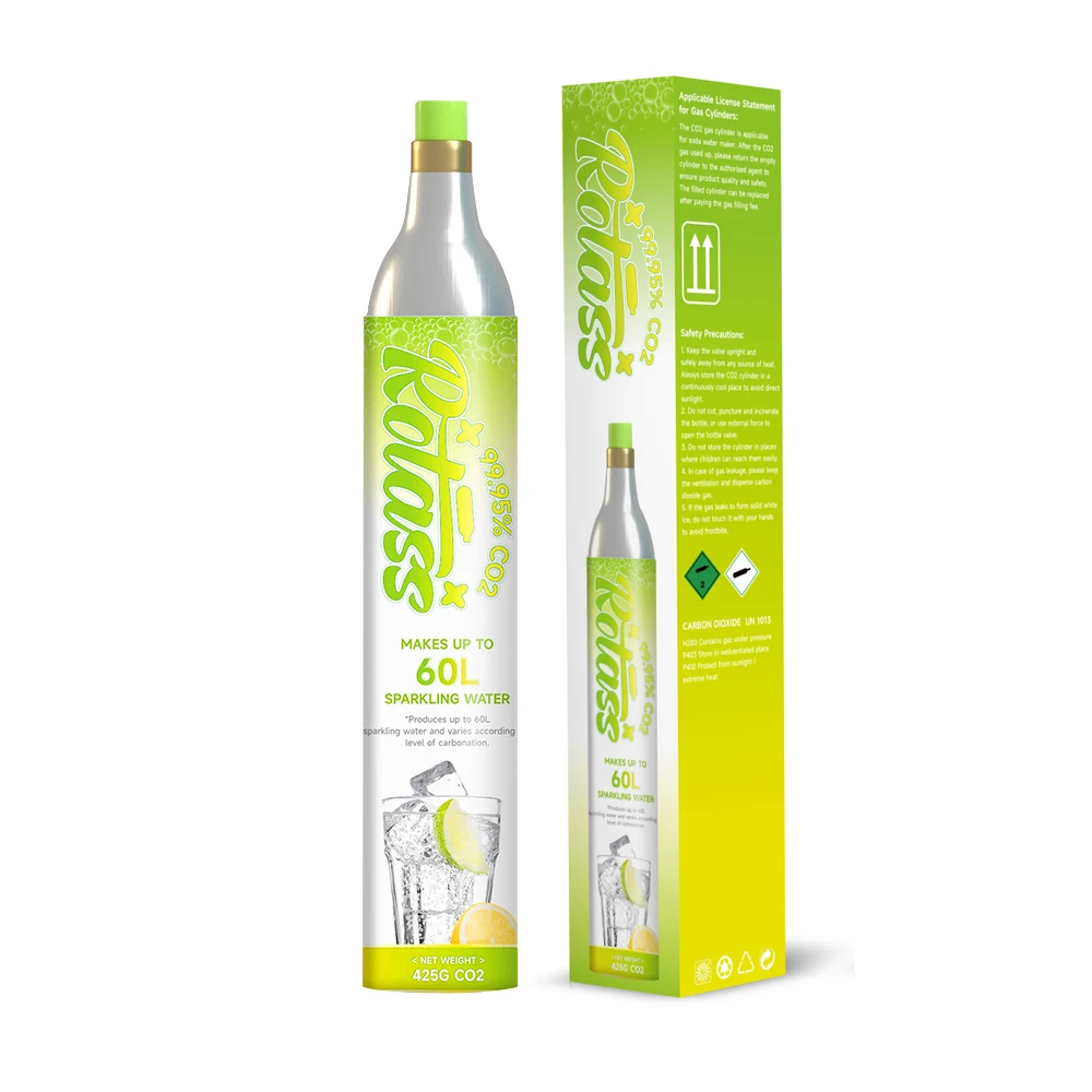 Rotass wholesale 0.6L CO2 cylinder food grade carbon dioxide 60L co2 cartridge for soda making