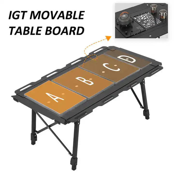 Outdoor Multifunctional Igt Table Lightweight Aluminum Roll Up Adjustable Picnic Collapsible Camping Grill Table