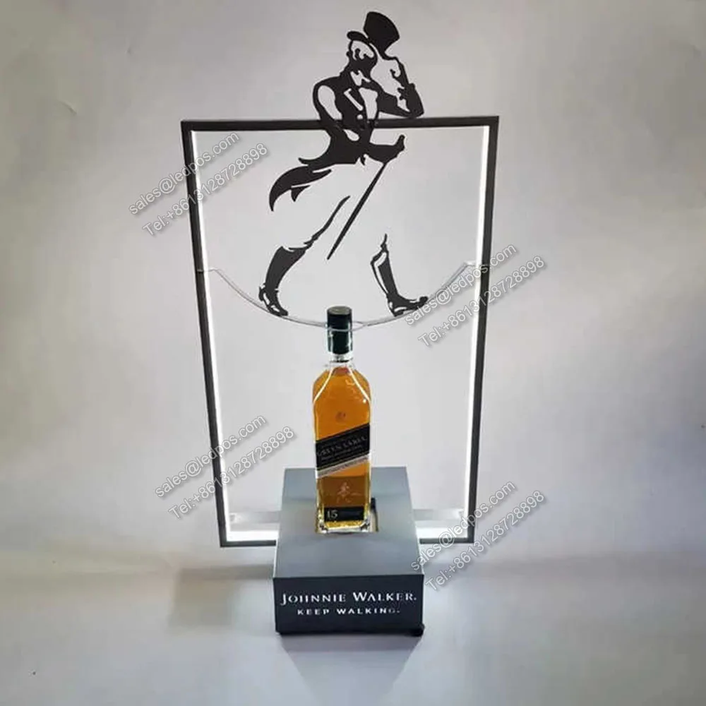 New Arrival Walker Whisky Bottle Glorifier Keep Walking Black Whiskey Led Bottle Presenter Vodka Tequila Display Rack